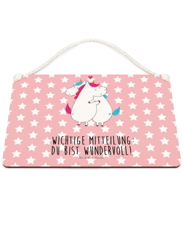 Mr. & Mrs. Panda Deko Schild Einhorn Mitteilung mit Spruch in Rot Pastell