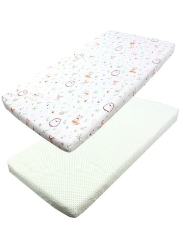 TupTam Baby Kinder Spannbettlaken 2er Pack in grün/weiß