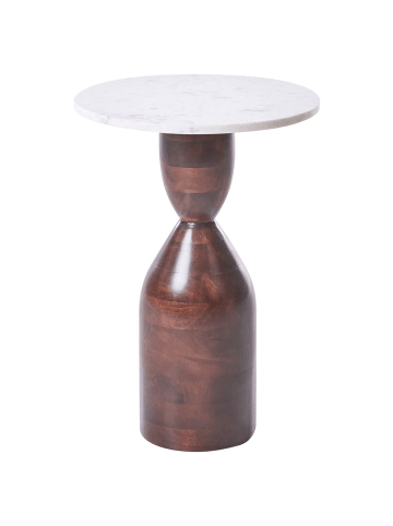 Beliani Beistelltisch WALLULA in Braun/Weiß - (W) 36 x (H) 50 x (L) 36 cm