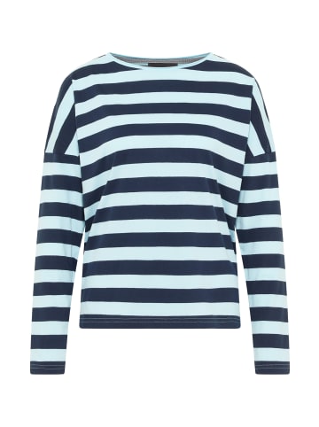 ELBSAND Langarm T-Shirt  in Coldwater + Wave Blue STRIPE
