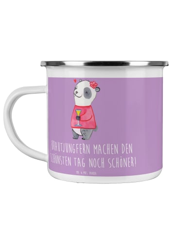 Mr. & Mrs. Panda Camping Emaille Tasse Brautjungfern Wunder mit ... in Lavendeltraum