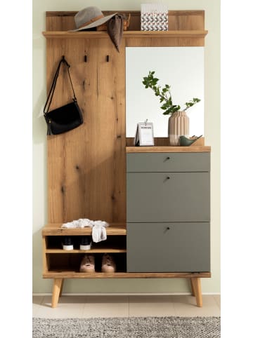 Furn.Design Garderoben-Set 3-teilig Evoke Eiche, Salbei, Garderobenkombination skandinavisch