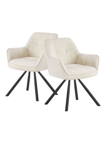 DUBI Möbel 2er-Set: Drehstuhl Thomas-Leni in Cremeweiß - (B)61 x (H)81 x  (T)62 cm