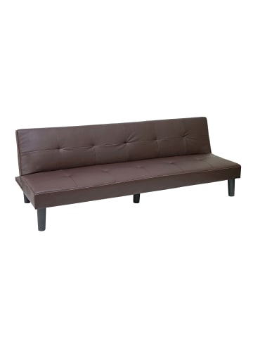 MCW 3er-Sofa G11 mit Schlaffunktion, Kunstleder, braun