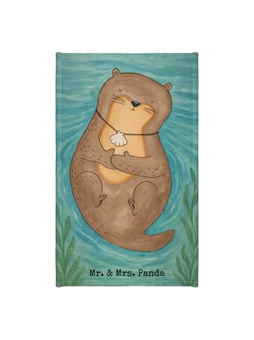 Mr. & Mrs. Panda Gästehandtücher Otter Muschel Design ohne Spruch in Weiß