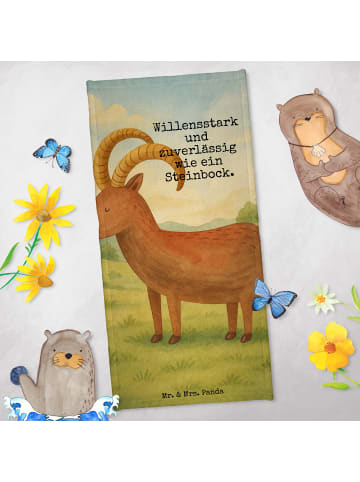 Mr. & Mrs. Panda Handtuch Sternzeichen Steinbock Design mit Spruch in Weiß