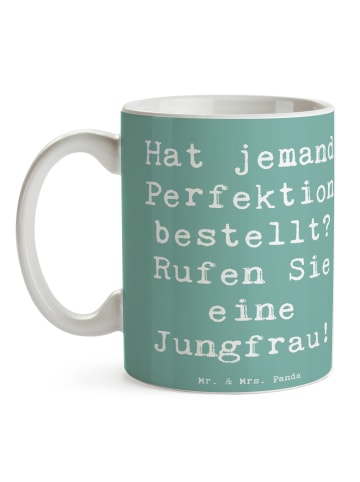 Mr. & Mrs. Panda Keramiktasse Spruch Jungfrau Perfektion mit Spruch in Meeresbrise