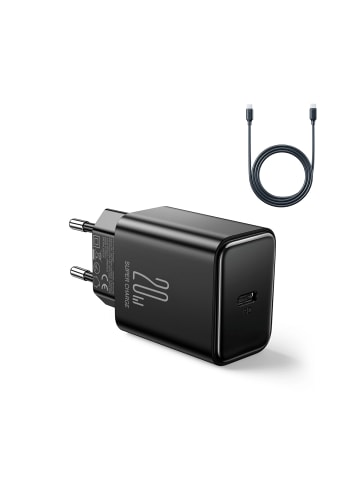 COFI 1453 Joyroom JR-TCF06 USB-C PD 20W Wandladegerät + USB-C-Kabel in Schwarz