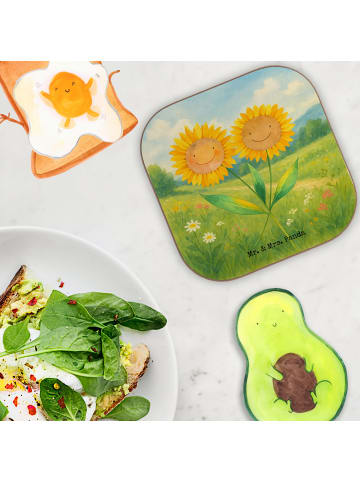 Mr. & Mrs. Panda Bierdeckel Blume Sonnenblume Design ohne Spruch in Weiß
