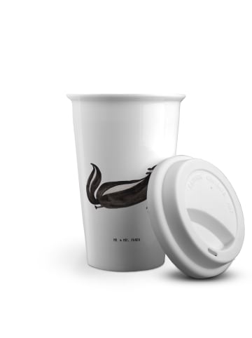 Mr. & Mrs. Panda ToGo Kaffeebecher Stinktier Yoga ohne Spruch in Weiß