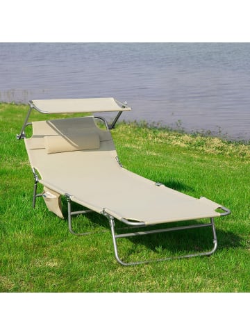 SoBuy Sonnenliege in Beige - (B)189 x (H)28 x (T)62cm