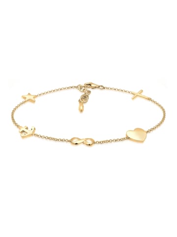 Elli Armband 925 Sterling Silber Anker, Herz, Infinity, Kreuz, Sterne, Stern in Gold