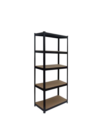 relaxdays Schwerlastregal in Schwarz/ Braun - (B)75 x (H)150 x (T)30 cm
