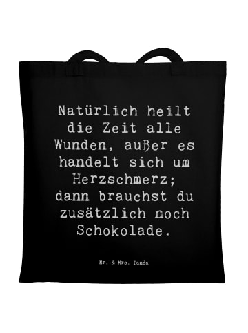 Mr. & Mrs. Panda Tote Bag Spruch Herzschmerz Schokolade mit Spruch in Schwarz