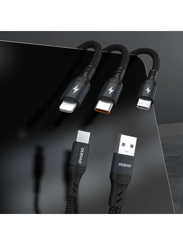 COFI 1453 Dudao L3W 66W USB-A/USB-C auf Lightning/USB-C/MicroUSB Ladekabel in Schwarz