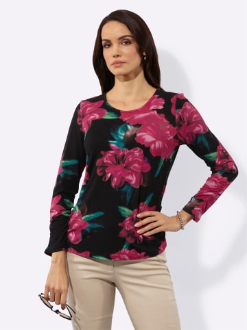 creation L Druck-Shirt in schwarz-malve-bedruckt