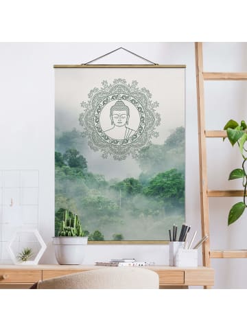 WALLART Stoffbild mit Posterleisten - Buddha Mandala im Nebel in Grün