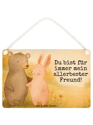 Mr. & Mrs. Panda Schild Bär und Hase Umarmen Design mit Spruch in Weiß