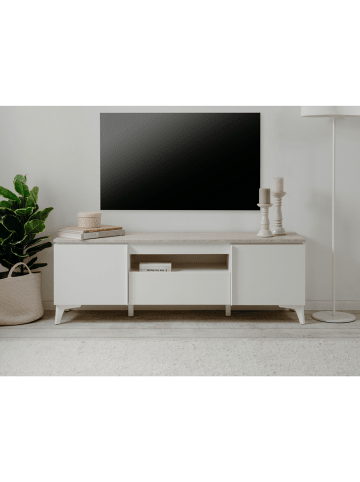 CALICOSY TV-Möbel BERTIRX in Weiß - (W)150 x (H)51 x (L)40 cm