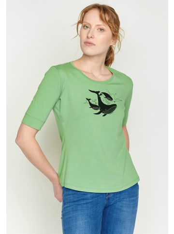 GreenBomb T-Shirt Animal Flying Whale in Meerjungfrau Grün