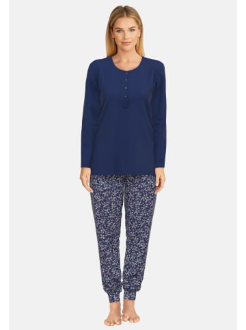 Götzburg Pyjama Drenthe in blau-dunkel-Allover