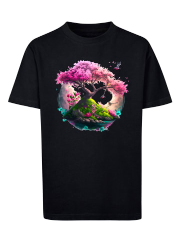 F4NT4STIC T-Shirt Kirschblüten Baum Tee Unisex in schwarz