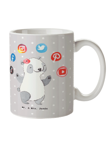 Mr. & Mrs. Panda Teetasse Social Media Managerin Herz ohne Spruch in Grau Pastell