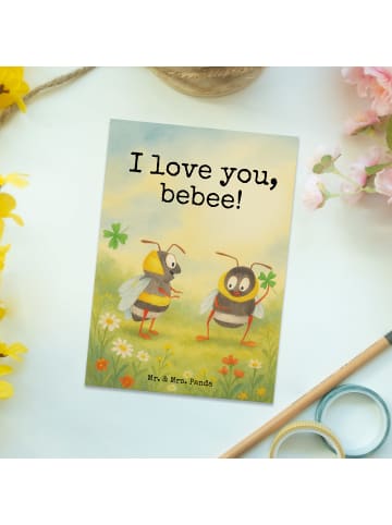 Mr. & Mrs. Panda Grußkarte Bienen Paar Design mit Spruch in Weiß