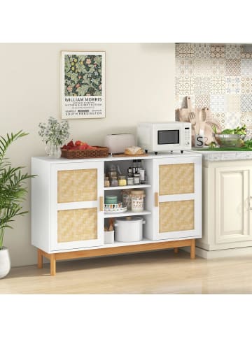 COSTWAY Buffetschrank Holz 120x35x78cm in Weiß