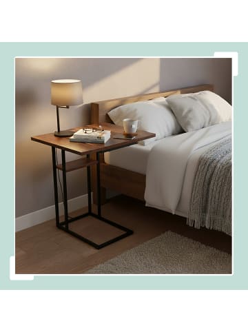 relaxdays Beistelltisch in Braun/ Schwarz - (B)52 x (H)64 x (T)39 cm