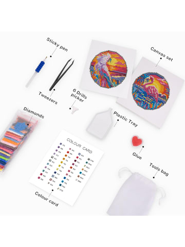 ARTNANAS Mini Diamond Painting Minis 4er Set-"Tiere im Abendrot"