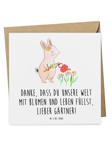 Mr. & Mrs. Panda Einladungskarte Gärtner Dankeschön mit Spruch in Weiß