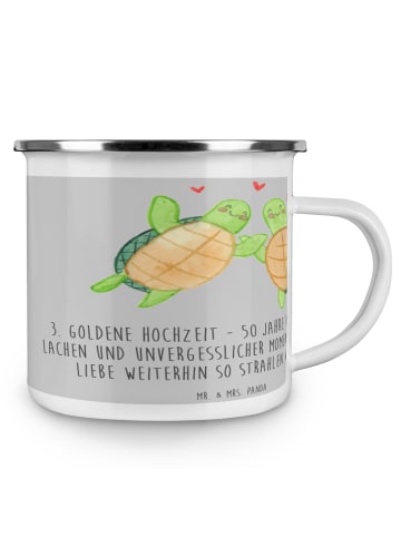 Mr. & Mrs. Panda Kaffeetasse 50. Hochzeitstag mit Spruch in Heather Grey