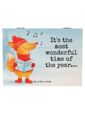 Mr. & Mrs. Panda Holzkiste Fuchs Sänger Design mit Spruch in Weiß