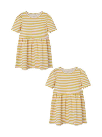 name it Kleid 2er-Set Midi Dress Kurzam Rundhals in Gelb-2