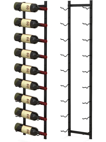 COSTWAY Weinregal Wand für 9 Flaschen in Schwarz