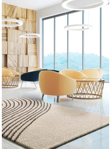 Atticgo Hochflor-Teppich LUSH in weiß/schwarz