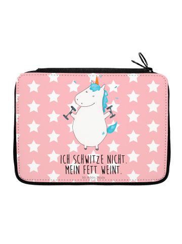 Mr. & Mrs. Panda Mäppchen Einhorn Fitness mit Spruch in Rot Pastell