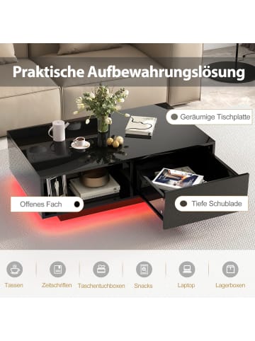 COSTWAY Couchtisch mit LED 95cm in Schwarz