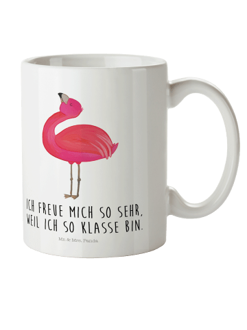 Mr. & Mrs. Panda Kindertasse Flamingo Stolz mit Spruch in Weiß