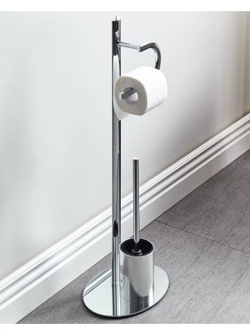 Beliani Toilettenbürste SARTO in Silber - (W) 28 x (H) 78 x (L) 20 cm