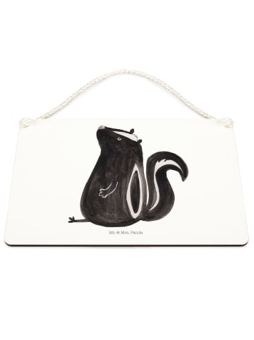 Mr. & Mrs. Panda Schild Stinktier Sitzen ohne Spruch in Weiß