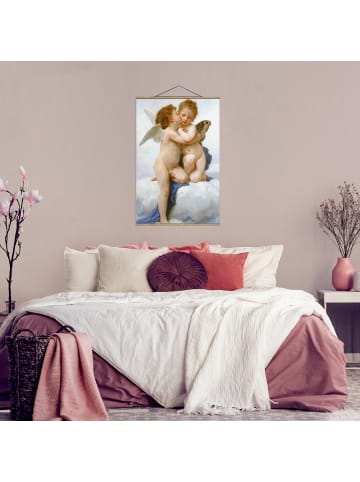 WALLART Stoffbild - William Adolphe Bouguereau - Der erste Kuss in Creme-Beige