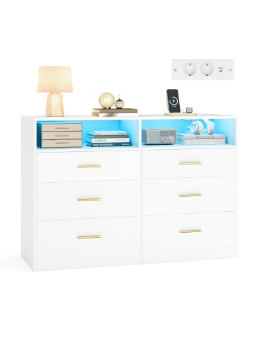 VASAGLE Kommode Custos in Weiß - (B)119 x (H)81.2 x (T)40 cm