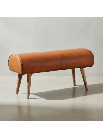 KADIMA DESIGN Sitzbank Echtleder / Massivholz Bank 100x53x40 cm, 2er Polsterbank