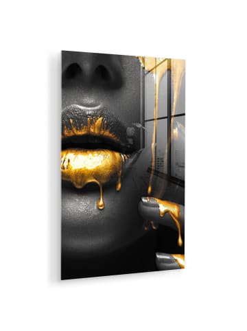 OnlyWow Acrylglasbild Gesicht gold schwarz