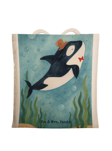 Mr. & Mrs. Panda Tragetasche Orca Zylinder Design ohne Spruch in Weiß