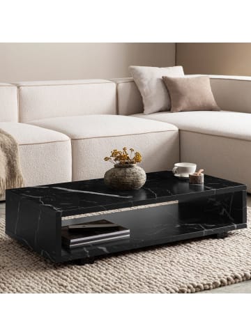 KADIMA DESIGN Couchtisch 100x50x25 cm Sofatisch in Marmor-Optik Modern, in Schwarz