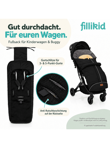 fillikid Echtfell-Winterfußsack Nanga Exklusiv in Schwarz