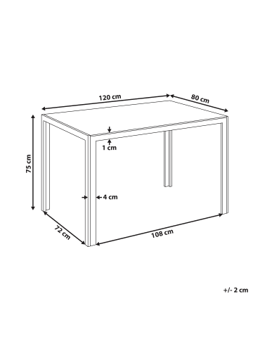 Beliani Esszimmertisch LAVOS in Schwarz - (W) 80 x (H) 75 x (L) 120 cm